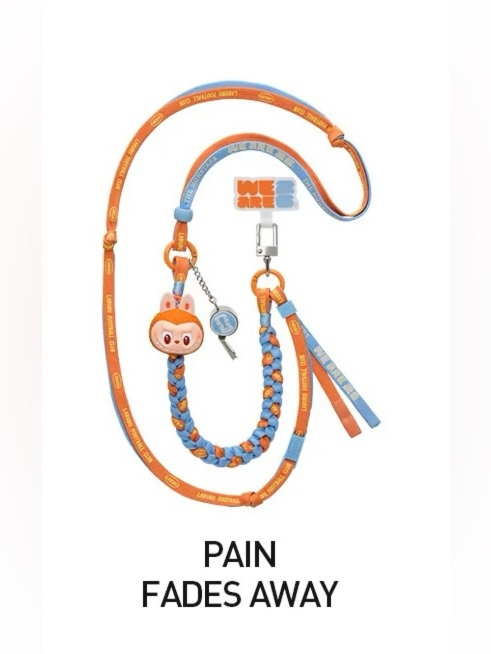 ⚽️ LABUBU (The Monsters) x FIFA 🧡PAIN FADES AWAY🩵 Long Lanyard 🟥POP MART🆕NWT🆕